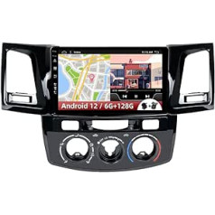 6G+128G Android 12 auto radio priekš Toyota Fortuner Hilux Revo Vigo 2005-2008 — CarPlay+Android Car+DSP+GPS bezmaksas kamera un MIC atbalsts DAB/Stūres vadība/MirrorLink/BT/360 kamera