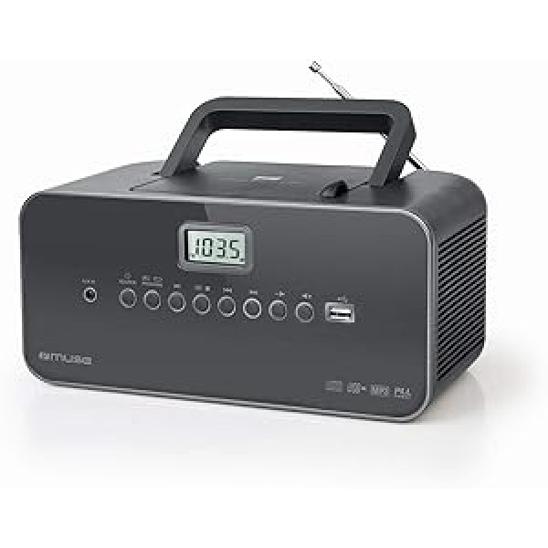 Muse M-28 DG Portable CD Radio PLL FM Radio MW Tuner Station Memory USB MP3 Playback Mains or Battery Operated Dark Grey