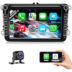 Android 13 automašīnas radio ar Carplay priekš VW Golf 5 6 Polo Skoda Caddy T5 Passat, 2 DIN radio ar satelīta navigācijas sistēmu 8 collu ekrāns Bluetooth FM/RDS HiFi SWC + AHD atpakaļgaitas kamera