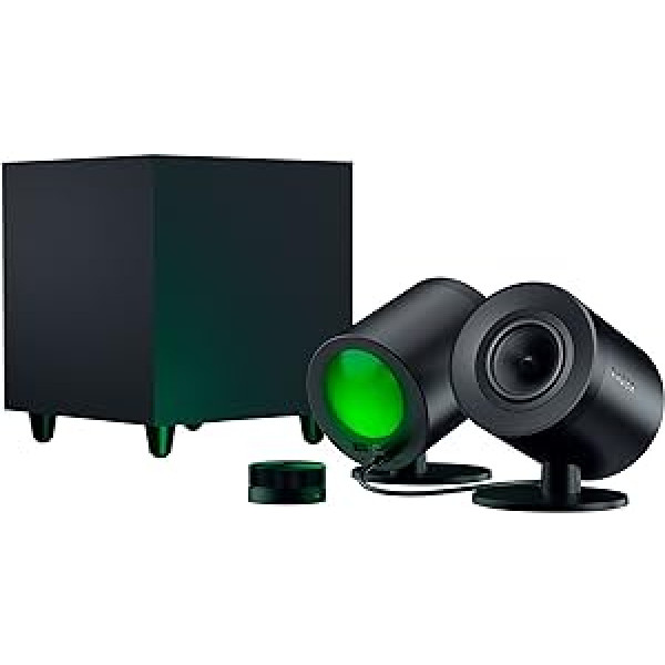 Razer Nommo V2 Pro - Full Range 2.1 Gaming Speaker for PC with Wireless Subwoofer (3 Inch Full Range Driver with Aluminium Phase Plugs, Down Radiating Subwoofer) Black