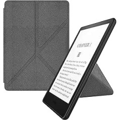 MyGadget Origami futrālis Amazon Kindle 11. paaudzei (2022. gada modelis) — mākslīgā āda — automātiska miega/pamošanās funkcija — pārvēršams futrālis pelēkā krāsā