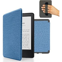 MyGadget futrālis Amazon Kindle Paperwhite 7. paaudzei (līdz 2017. gadam — 6 collas) ar rokas siksnu un automātiskās miega/pamošanās funkciju — gaiši zils pārvelkamais futrālis