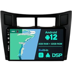 BXLIYER Android 12 IPS automašīnas radio, kas piemērots Toyota Yaris (2005-2011) - Iebūvēta CarPlay Android automašīna - Bezmaksas atpakaļgaitas kamera - 2G + 32G - 9 collu 2 DIN - DSP DAB stūres vadība WiFi Fast Boot