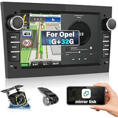 CAMECHO 1+32G Android 13 auto radio priekš Opel Corsa d/Astra h/Zafira b/Meriva/Vivaro, 2 DIN ar 7 collu ekrānu ar spoguļa saites navigāciju Bluetooth WiFi FM/RDS EQ + atpakaļgaitas kamera