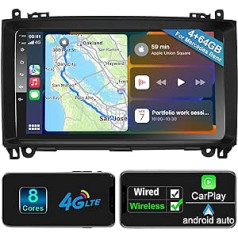 Android Car Radio Wireless CarPlay Android Car for Mercedes-Benz A Class/B Class / W245 Viano Vito W639 Sprinter 8-Core 4G + 64G Car Radio with Screen 9 Inch 4G WiFi Bluetooth RDS Car Radio NAV