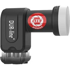 DUR-line + Ultra Quattro LNB – Only for Multiswitch Black – with LTE Filter [ Test Very Good *] Digital with Weather Protection, Full HD, 4K, Premium Quality