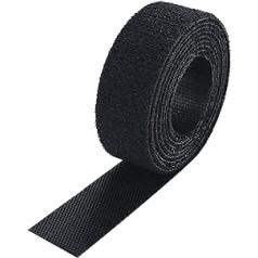 Velcro kabeļu saites Melnas Velcro kabeļu saites ar mikro āķiem 16 mm plati dažādi garumi uz ruļļa / 16 mm x 8 m