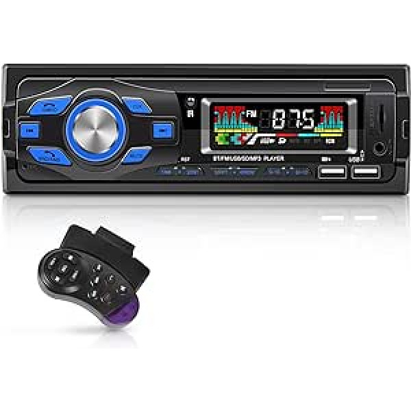 Multivides automašīnas radio Bluetooth, NHOPEEW 12 V 1 DIN Post Radio Voiture tālvadības pults ar MP3 / USB, Aux in, brīvroku stereo 4 x 65 W Atbalsta iOS, Android