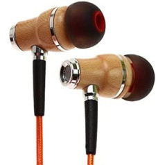 Simfonizēts NRG 2.0 Premium IN Ear KOPFHÖRER Ohrhörer aus edlem Holz und Mikrofon — Geräuschisolierende Ohrstöpsel für Zuhause und Unterwegs, perfekt zum Musikhören vai beim Sport (oranžs)