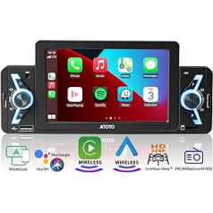 ATOTO F7WE F7G1A5WE 5 collu automašīnas radio 1 din, bezvadu CarPlay un bezvadu Android automašīna, MirrorLink, automašīnas radio Bluetooth 5.3 ar skārienekrānu, FM/AM/RDS, balss vadība, tiešais skats no aizmugures, F7G1A5WE