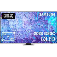 Samsung QLED 4K Q80C 98 collu televizors (GQ98Q80CATXZG, vācu modelis), viedais televizors, tiešais pilnais masīvs, neironu kvantu procesors 4K, reālā dziļuma uzlabotājs [2023]