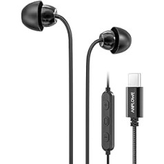 ANFLOWE MS28 — USB-C Schlaf Kopfhörer, In-Ear-Kopfhörer Ohrhörer ar Kabel und Mikrofon, Reiner Klang, Geräuschisolierung, Type-C Schlafkopfhörer für Schlafen, Seitenschläfer, Kleine Ohren