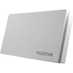 Telestar DIGIFLAT 5109472 4 četrvietīga satelīta plakana antena 4 abonentiem (LNB: 0,2 dB, satelītantena, loga sienas/masta kronšteins, kompass, montāžas rīks) Balta