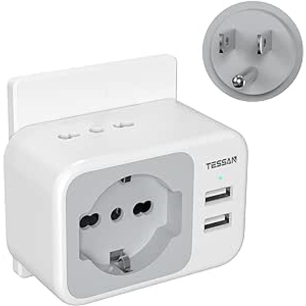 TESSAN ceļojumu adapteris ASV, Amerika Vācija Spraudnis ar 2 USB, Socket Adapter Travel Plug Barošanas adapteris Kanādai Taizemei Meksikas sienas lādētāja uzlādes stacija