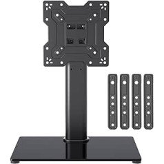 XINLEI Universal TV Stand for 17-55 Inch TVs or Monitors, 3-Level Height Adjustable Table TV Stand with Tempered Glass Base up to 40 kg, VESA Max. 400 x 400 mm TS102