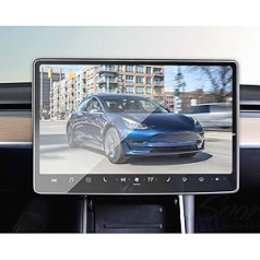 BIBIBO 15 collu Tesla navigācijas ekrāna aizsargs, ekrāna aizsargs Tesla Model 3 Model Y 2017-2022, 9H rūdīta stikla ekrāna aizsargs, GPS navigatora ekrāna aizsargs, skrāpējumiem izturīgs,