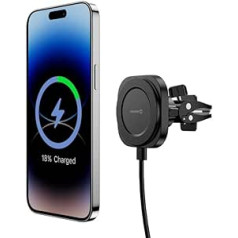 Swissten Magstick Magnetic Car Mount with Wireless Charging Compatible with MagSafe - 15W/7.5W with Detachable Cable