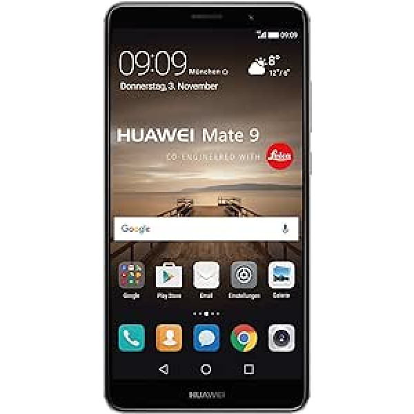 Huawei 51090VQX Mate 9 viedtālrunis (14,9 cm (5,9 Zoll), Dual SIM, 20 un 12 MP Leica Dual-Kamera, Kirin 960 Prozessor, Supercharge, Android) grau