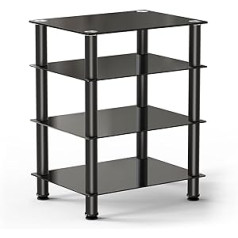 FITUEYES HiFi Rack Made of Tempered Glass and Aluminium, TV Rack with Adjustable Shelves, HiFi Shelf 600 x 455 x 770 mm