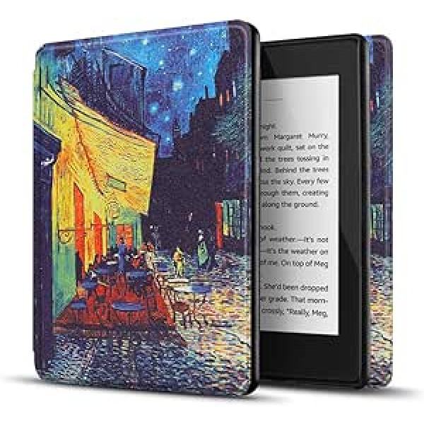 TNP Hülle für Kindle Paperwhite 10. Generation 2018 Modell PQ94WIF, Kindle Case für Amazon Kindle Paperwhite 6-Zoll, ar Auto Einschlafen/Aufwachen Funktion, superleichte Hülle, Café bei Nacht