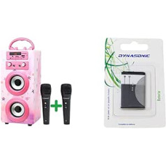 DYNASONIC (3rd Generation | Portable Karaoke Bluetooth Speaker with Microphones (Pink High Gloss) & BL5C Battery for Mobile Phone, Speaker and Other Devices, Rechargeable 1020mAh Battery