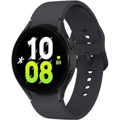 Samsung Galaxy Watch5 viedpulkstenis, veselības uzraudzība, sporta pulkstenis, ilgs akumulatora darbības laiks, 4G, 44 mm, grafīts, pagarinājums 1 gadam [Amazon nav iekļauts] — FR versija