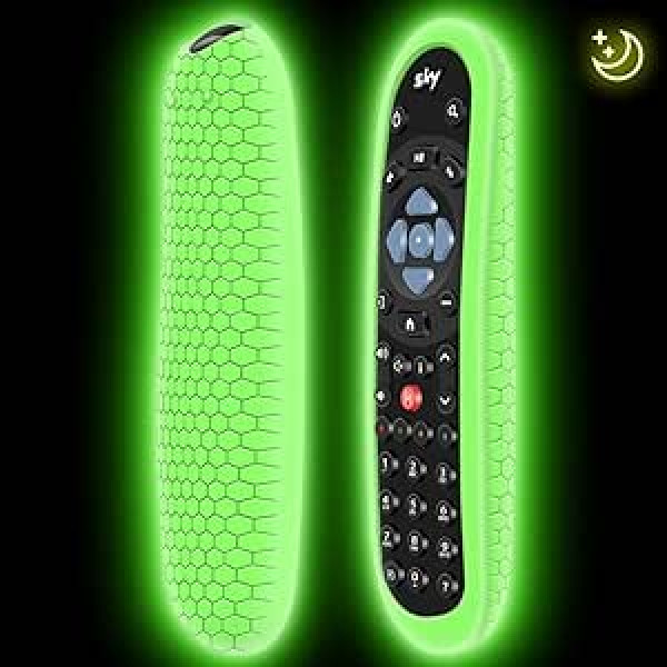 Protective Case for Original Sky Q Voice Remote Control SKY135, Silicone Cover SKY Q Touch and Non-Touch Remote Control Sleeve Skin Holder Battery Back Protector Universal Glow Green