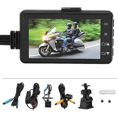 Keenso Motorcycle Dash Cam Kit, 3.0 LCD HD DVR 1080P 120 laipsnių Dashcam IP68 vandeniui atspari įrašymo kamerų sistema, skirta motociklo elektriniam dviračiui