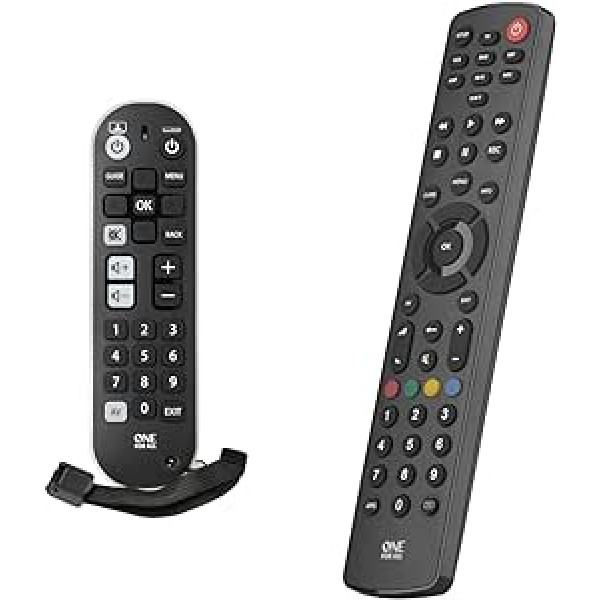 One For All Zapper+ Universal Remote Control TV - Control of 3 Devices - TV/Smart TV Set Top Box and Audio Devices & Contour 8 Universal Remote Control TV - Control of 8 Devices