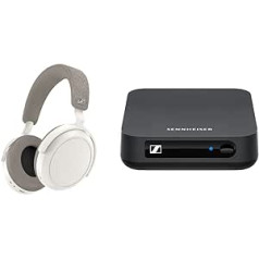 Sennheiser Momentum 4 bezvadu austiņas ar Bluetooth White un BT T100 Bluetooth audio raidītāju Hi-Fi vai mājas izklaidei, melns