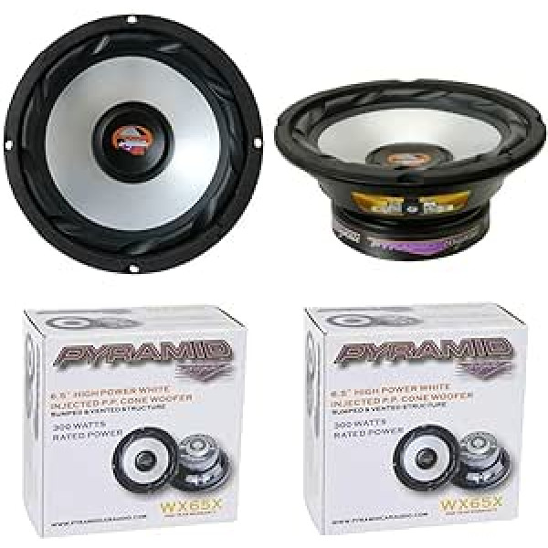 GK SOUND 2 x Pyramid WX65X zemfrekvences skaļruņi 6,5 collu 165 mm 6,5 collu diametrs 150 vati RMS un 300 vatu maksimālā pretestība 4 omi automašīnas zemfrekvences skaļruņu pāris