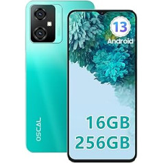 OSCAL Tiger10 Android 13 Smartphone Without Contract, 16GB + 256GB, Octa Core 90Hz 6.56 Inch HD+ Display, 5180 mAh 50MP Camera, Fingerprint, GPS, Dual SIM 4G Simlock-Free Mobile Phones