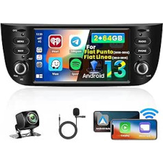 Inefala 2+64GB Android Carplay Autoradio für FIAT Punto 2010-2016/Linea 2012-2015, 6,2 Zoll Touchscreen Radio ar CarPlay Android Auto, Bluetooth, Mirror Link, WiFi, GPS, RDS FM, AHD Rückfahrkamera