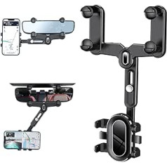 Hyxodjy mobilā tālruņa turētājs automašīnas atpakaļskata spogulis, daudzfunkcionāls atpakaļskata spogulis, tālruņa turētājs, pagriežams automašīnā, 360° grozāms un izvelkams mobilā tālruņa turētājs visiem viedtālruņiem