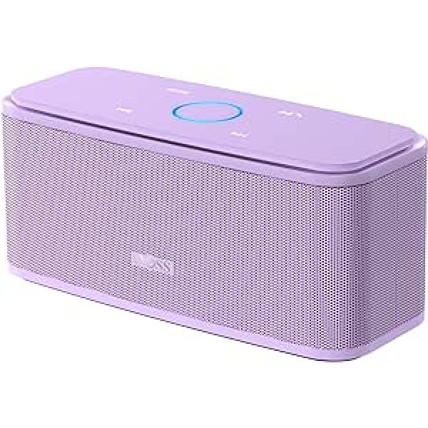 DOSS Bluetooth skaļrunis, SoundBox Music Box Bluetooth Box ar Dual Bass draiveriem, 20h akumulators, Touch Control, IPX5 ūdensizturīgs, Bloototh skaļrunis mobilajam tālrunim, mājām, dārzam, ceļojumiem - violets