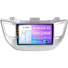 BXLIYER — [6G+128G] — Android 12 IPS automašīnas radio piemērots Hyundai Tucson (2014.–2018. gads) — bezvadu CarPlay/Android automašīna/DSP — LED kamera un mikrofons — 9 collu 2 DIN — DAB stūres vadība ar ātrās palaišan