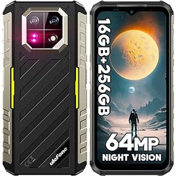 Ulefone Armor 22 Outdoor Smartphone 16GB + 256GB/512GB SD, 64MP + 64MP Night Vision Android 13 120Hz 6,58 colio FHD+ 6600mAh IP68 vandeniui atsparus lauko mobilusis telefonas be sutarties 4G Dviejų SIM