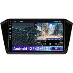 10 Inch IPS Android 12 Car Radio for VW Passat B8 (2015-2019), Built-in DSP, Carplay + Support Dab + WiFi, BT, GPS, AUX, MirrorLink, WiFi, RDS - 4G + 64G