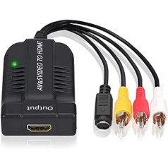 Composite RCA/RCA Converter Video Converter S-Video to HDMI 1080P Video Converter AV Component from LiNKFOR for CV CV S-Video to HDMI Cable Adapter 3RCA to HDMI for DVD HDTV