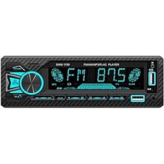 Automašīnas radio viens DIN, MoreChioce Bluetooth MP3 atskaņotājs un brīvroku frekvences modulācijas ekrāna radio uztvērējs Audio radio uztvērējs ar 2 USB portiem Atbalsta USB/AUX/SD karti