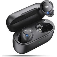 EarFun Free 2S Bluetooth austiņas ausī ar aptX HiFi audio — 4 mikrofoni CVC 8.0 dzidri zvani, 60 ms zems latentums, bagātīgas basa bezvadu austiņas, 4 ausu aizbāžņu pāri, IPX7 ūdens aizsardzība, EQ in