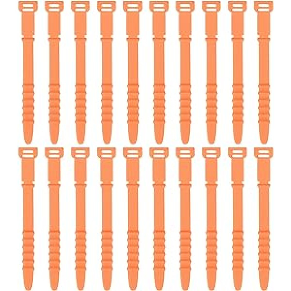 uxcell Silikon-Kabelbinder, 11,4 cm, Wiederverwendbar, elastīgs Kabelbinder, Organizer für Kabel, USB-Lademanagement, Lebensmittelaufbewahrung, Orange, 20 Stück