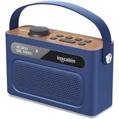 Inscabin M60 pārnēsājams DAB/DAB + FM digitālais radio/pārnēsājams bezvadu skaļrunis ar Bluetooth/stereo skaņu/dubultais skaļrunis/dubultais modinātājs/akumulators/skaists dizains (zils)