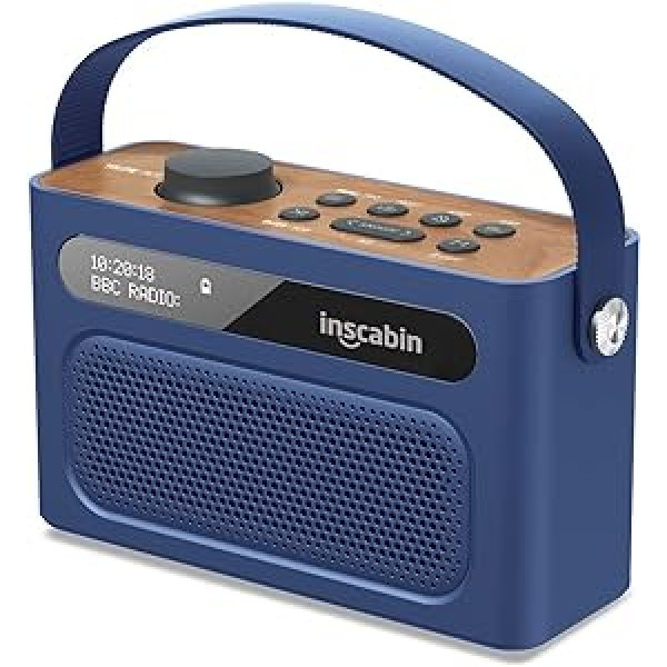 Inscabin M60 pārnēsājams DAB/DAB + FM digitālais radio/pārnēsājams bezvadu skaļrunis ar Bluetooth/stereo skaņu/dubultais skaļrunis/dubultais modinātājs/akumulators/skaists dizains (zils)