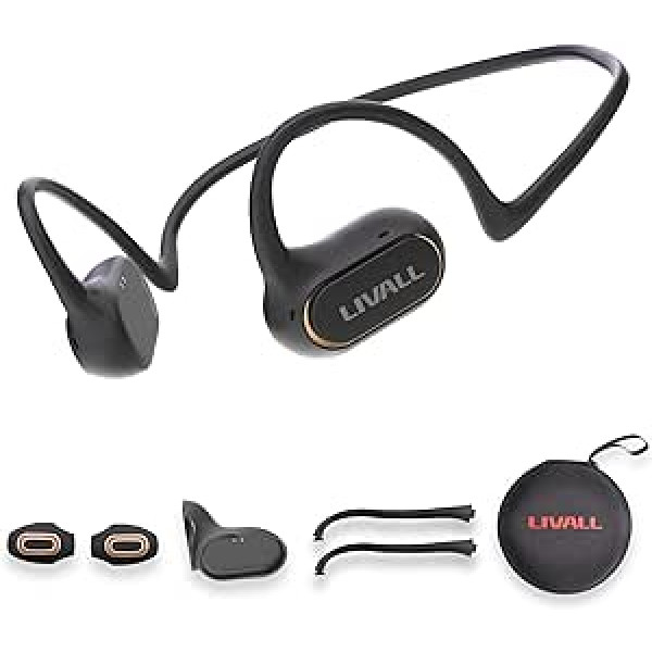 LIVALL Open Ear bezvadu Bluetooth 5.2 sporta austiņas, sviedru, ūdensizturīgas, vieglas, bezvadu austiņas skriešanai, sporta zālei, riteņbraukšanai, austiņas ar ķiveres stiprinājumiem, LTS21 Open Run Pro