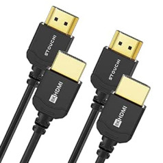 itin plonas HDMI 2.1 laidas 8K 0,5 m, Stouchi hyper plonas HDMI 2.1 laidas, itin lankstus HDMI laidas, palaiko 10K / 8K120 / 4K120 / 144 Hz, eARC, HDR10 4:4:4, HDCP 2.2 ir 2.3, suderinamas su Dolby PS5 / Xbox, 2 pakuotės