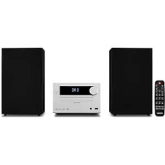 MEDION E64482 Micro Audio System Compact System (DAB+, CD Player, PLL FM Radio, Bluetooth, MP3 Player, AUX, Headphone Jack, USB, Sleep Timer, Dimmable Display) Silver