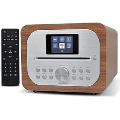 LEMEGA MSY2 viskas viename muzikos sistema su CD grotuvu, DAB/DAB+/FM radijas, belaidis Bluetooth, medinė dėžutė, ausinių išvestis, USB įkrovimo laidas, USB MP3, laikrodis ir žadintuvai, spalvotas ekranas, nuotolinio valdymo pultas, riešutas