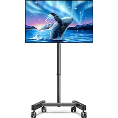 Perlegear TV statīvs Ritināms televizora ratiņi 13-50 collu televizoriem ar 30° slīpumu, Universāls TV statīvs LED/LCD/OLED televizoram, Televizora statīvs ar regulējamu augstumu Ietilpst 44 mārciņas Maks. VESA 200 x 200 mm