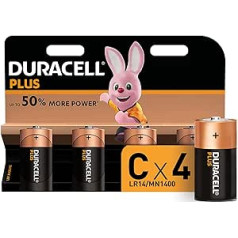 Duracell Plus C Baby sārma baterijas LR14, iepakojumā 4